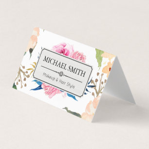 Tarjeta De Visita Floral Vintage Elegante Color Blanco Moderno