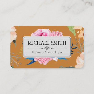 Tarjeta De Visita Floral Vintage Elegante Color Bronce Moderno