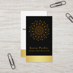 Tarjeta De Visita Floral Vintage Mandala Gold Lotus Yoga Holístico