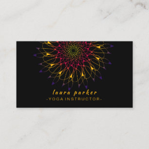 Tarjeta De Visita Floral Vintage Mandala Lotus Profesora de Yoga hol