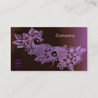 tarjeta de visita floral violeta henna mehndi