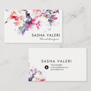 Tarjeta de visita Floral Watercolor
