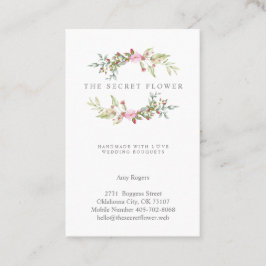 Tarjeta De Visita Floral Wreath in Pink