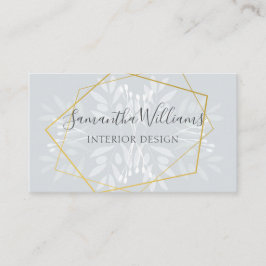 Tarjeta De Visita Floral y geométrica azul turbio