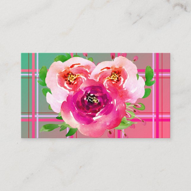 Tarjeta De Visita Floral y plateado (Anverso)