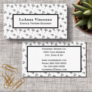 Tarjeta De Visita Florales botánicos negros y blancos