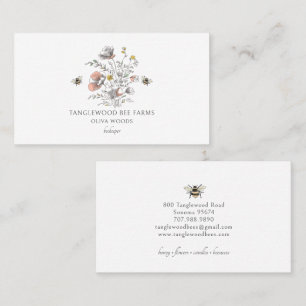 Tarjeta De Visita Florales de abeja de miel rústica Apiario Apiculto