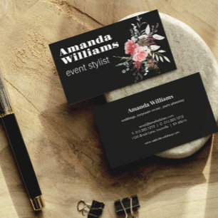 Tarjeta De Visita Florales de época Negrita Texto en negrita sobre n
