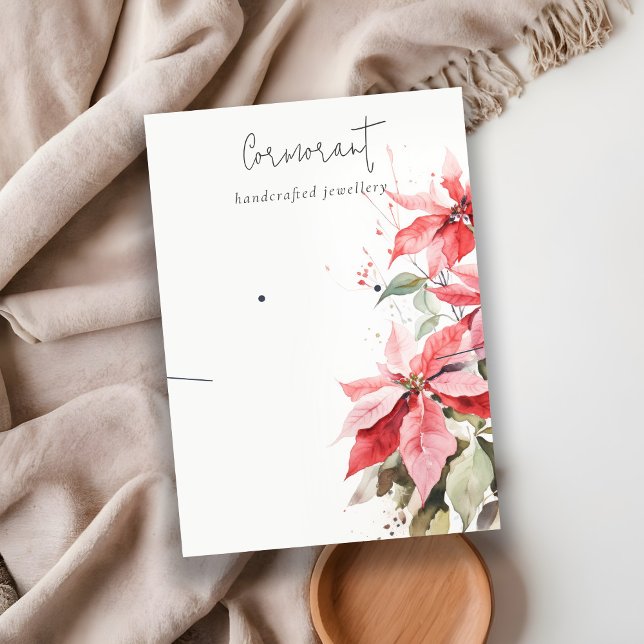 Tarjeta De Visita Florales de Poinsettia Rojo Conduciendo el soporte (Subido por el creador)