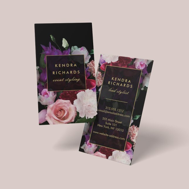 Tarjeta De Visita Florales oscuros románticos (Subido por el creador)