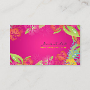 TARJETA DE VISITA FLORALES TROPICALES RETRO NEGRITA, HIBISCUS