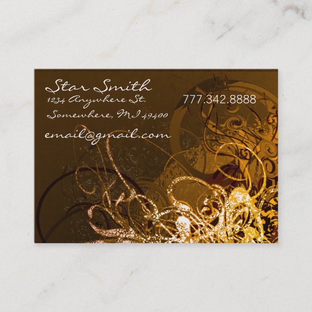 Tarjeta De Visita Florals Chocolate y Naranja Sherbert (Anverso)