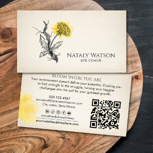 Tarjeta De Visita Florece Donde Estás Coach de Vida de Flores de Acu