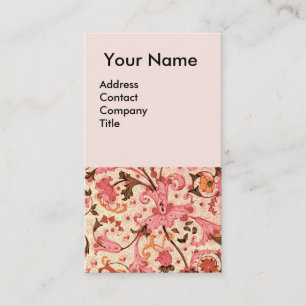 TARJETA DE VISITA FLORENTINA RENAISSANCE HERRAMIENTAS DE FLORES ROSA