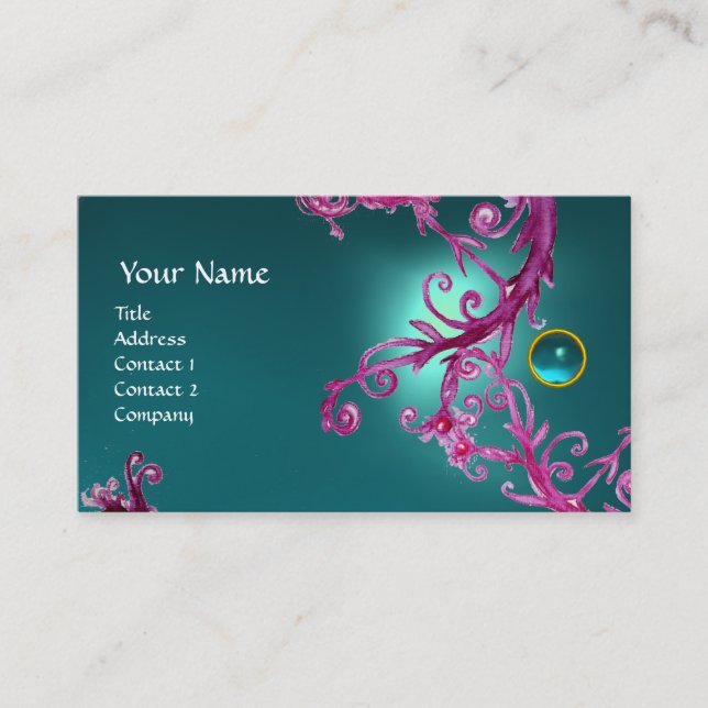 Tarjeta De Visita FLORENTINE BAROQUE MONOGRAM GEM azul (Anverso)