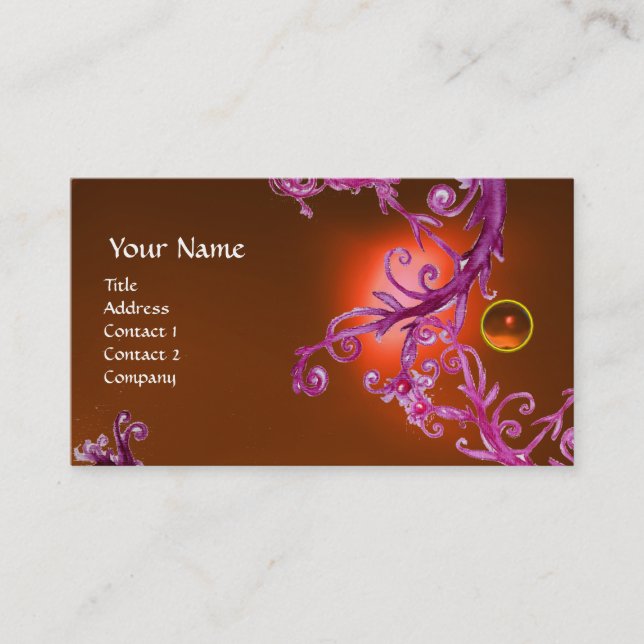 Tarjeta De Visita FLORENTINE BAROQUE MONOGRAM GEM naranja (Anverso)