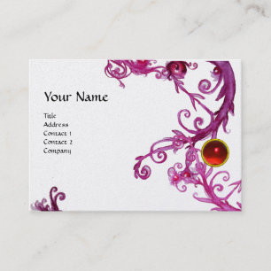 Tarjeta De Visita FLORENTINE BAROQUE MONOGRAM GEM platino rojo
