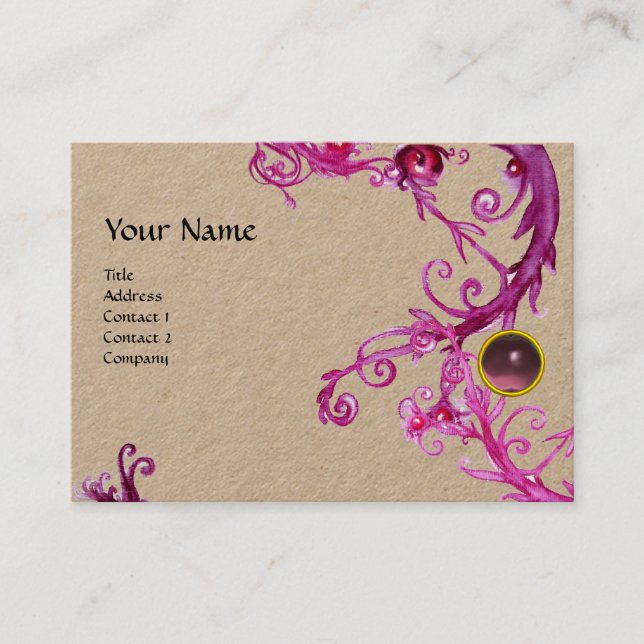 Tarjeta De Visita FLORENTINE BAROQUE MONOGRAM GEM Purple Kraft (Anverso)