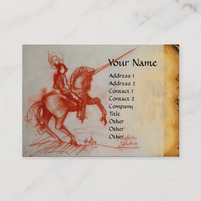 Tarjeta De Visita FLORENTINE KNIGHT EN crema de monograma HORSEBACK (Anverso)