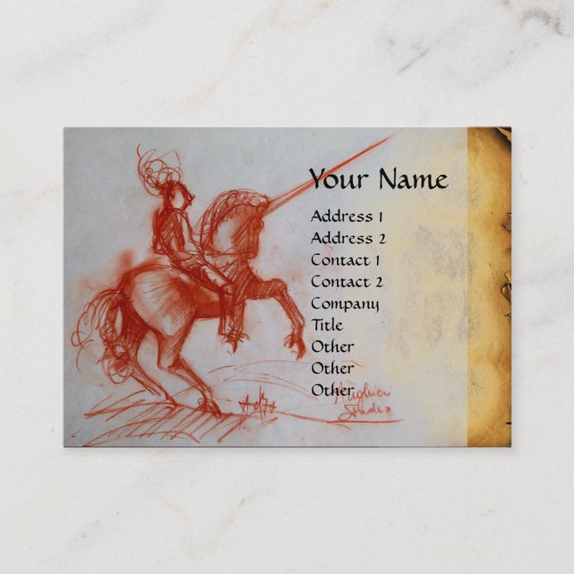 Tarjeta De Visita FLORENTINE KNIGHT EN HORSEBACK Monograma (Anverso)