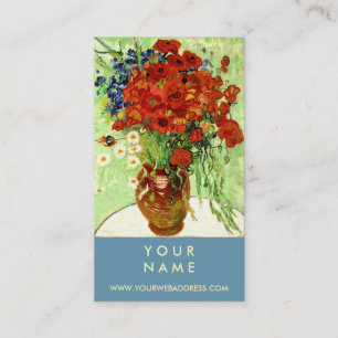 Tarjeta De Visita Florero con las margaritas y las amapolas de Van