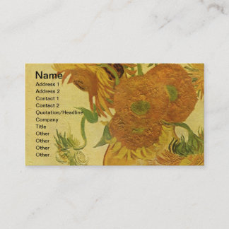 Tarjeta De Visita Florero con quince girasoles, Bello Artes de Van