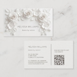 Tarjeta De Visita Flores 3D esculturales blancas