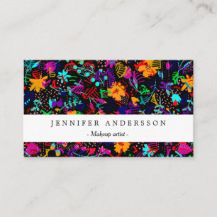 Tarjeta De Visita Flores abstractas de color negro lindo
