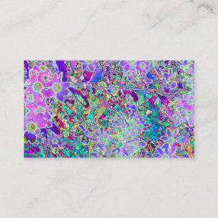 Tarjeta De Visita Flores abstractas y alucinantes de color rosa y pú