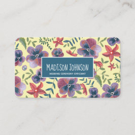 Tarjeta De Visita Flores acuarela boho amarillo floral