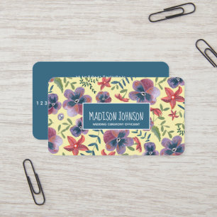 Tarjeta De Visita Flores acuarela boho amarillo floral