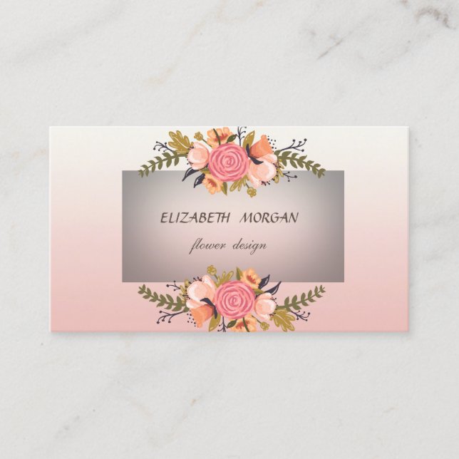 Tarjeta De Visita Flores Acuarela Modernas y Elegantes (Anverso)
