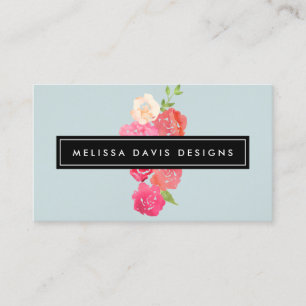 Tarjeta De Visita Flores acuáticas Belleza y diseño azul pálido