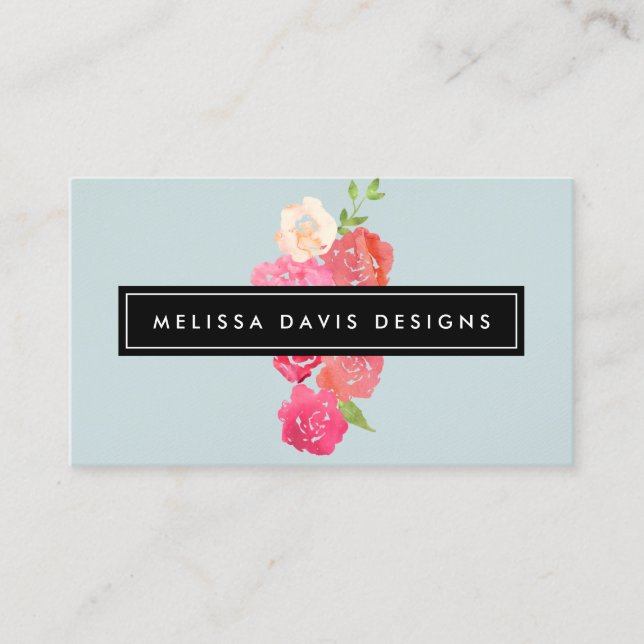 Tarjeta De Visita Flores acuáticas Belleza y diseño azul pálido (Anverso)