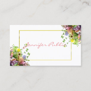 Tarjeta De Visita Flores acuáticas de plantilla de guiones elegantes