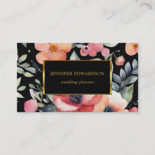 Tarjeta De Visita Flores acuáticas elegantes boho profesional