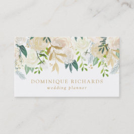 Tarjeta De Visita Flores acuáticas elegantes con Relieve metalizado 