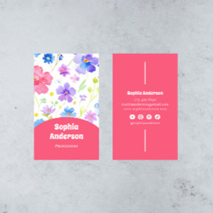 Tarjeta De Visita Flores acuáticas elegantes - Moda vertical