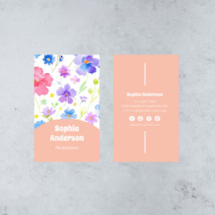 Tarjeta De Visita Flores acuáticas elegantes - Moda vertical
