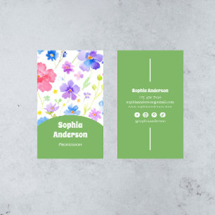 Tarjeta De Visita Flores acuáticas elegantes - Moda vertical