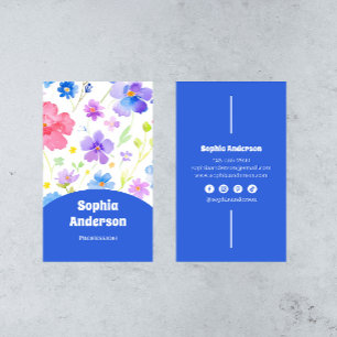 Tarjeta De Visita Flores acuáticas elegantes - Moda vertical