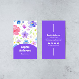 Tarjeta De Visita Flores acuáticas elegantes - Moda vertical