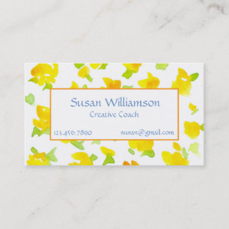 Tarjeta De Visita Flores acuáticas pintadas de mano amarilla para ma