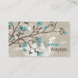 Tarjeta De Visita Flores acuáticas vintage estofado floral