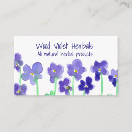 Tarjeta De Visita Flores acuáticas violetas de madera