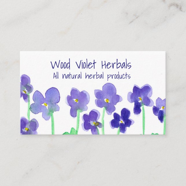 Tarjeta De Visita Flores acuáticas violetas de madera (Anverso)