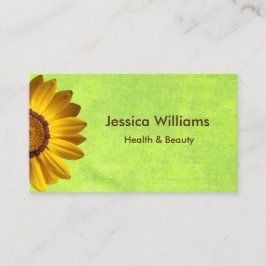 Tarjeta De Visita Flores amarillas en un abstracto monograma verde