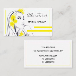 Tarjeta De Visita Flores amarillas en un artista de maquillaje elega