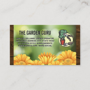Tarjeta De Visita Flores amarillas   Herramientas de jardinería