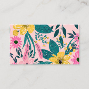 Tarjeta De Visita Flores amarillas rosadas bonito Floral